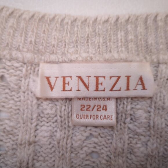 Venezia Ladies Beige Straight Fit Size 22/24 V-neck Tunic / Sweater - Picture 3 of 10